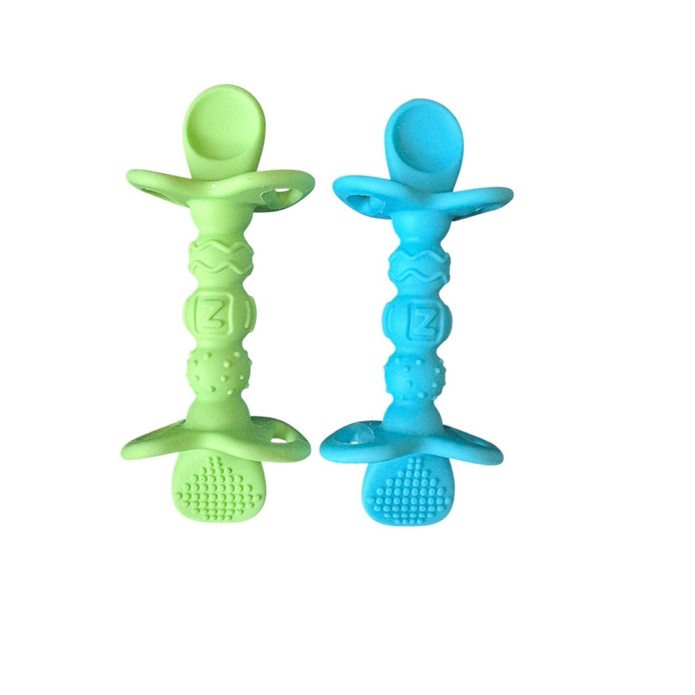 Nuby 2 Pack Dipeez 2-in-1 Silicone Spoon &‎ Dipper Set Self Feeding